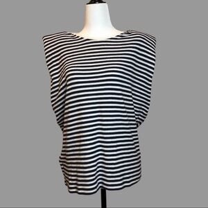 ❤️ S ❤️ NWT Anthro Top Striped Muscle Tank Shoulder Pads Knit​
